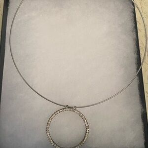 Fashion choker Silver Circle Pendant Necklace